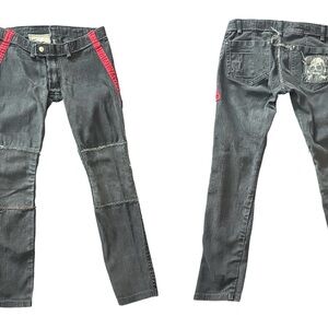 Unisex ultra low rise skinny denims hand made one of ones by Agatha Blois